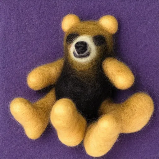 Image similar to a large, complex needle felting of on oncoming bear