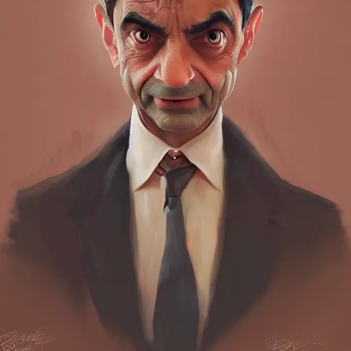 Image similar to portrait of mr. bean as roger rabbit painted by greg rutkowski