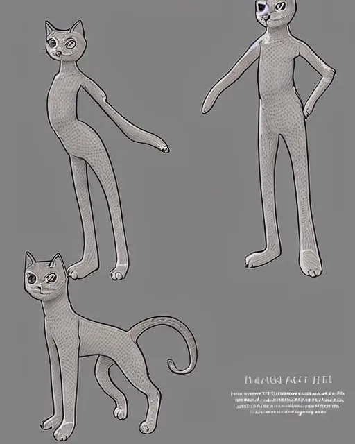 Prompt: fancy cat, a character model reference sheet