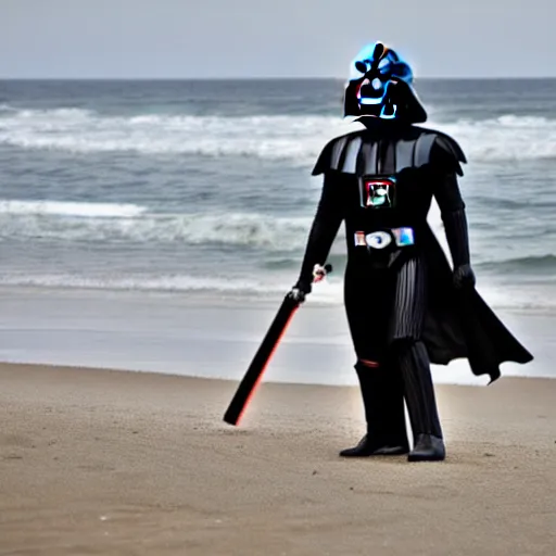 Image similar to darth vader goes to the beach