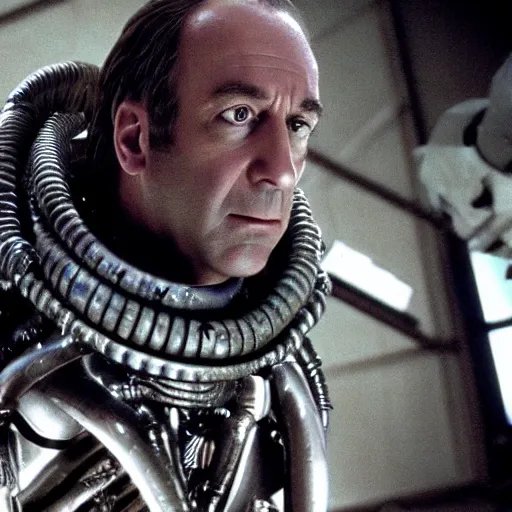 Image similar to film still of saul goodman in aliens, unreal engine, uhd, by ridley scott and h r giger, very detailed, realistic