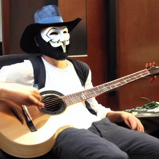 Prompt: anonymous guy fawkes mask hacker, hacking the gibson