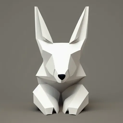 Image similar to cute 3 d low - polygon render of a forest animal, smooth white background, soft focus, centered