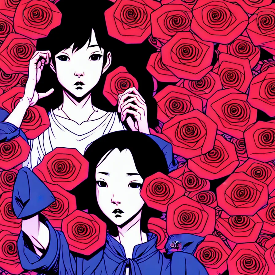 Image similar to portrait, princess, roses, satoshi kon, ethereal, glossy, laurie greasley, unconscious, illusions, intuition