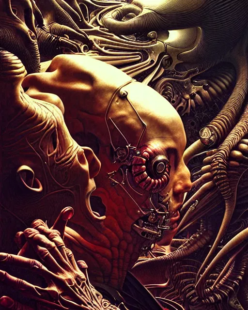 Image similar to a dmt trip, ultra realistic, cinematic, cinematic, wide angle, intricate details, cyborg, highly detailed by caravaggio, aaron horkey, boris vallejo, wayne barlowe, craig mullins, roberto ferri