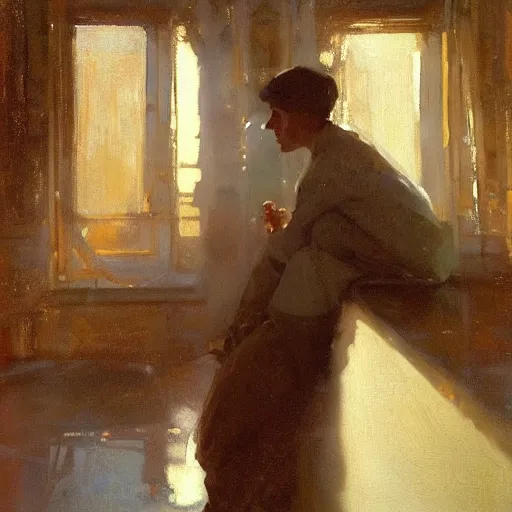 Prompt: oil painting of copper still by anders zorn, wonderful art by greg rutkowski, beautiful cinematic light, american romanticism by greg manchess, reflections and refraction, sunlight