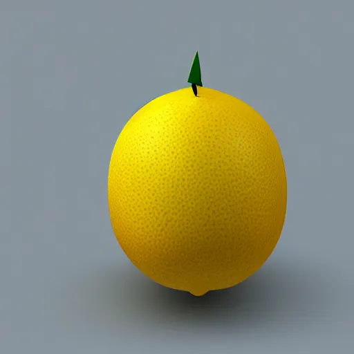 Image similar to a high quality render of a low poly lemon,