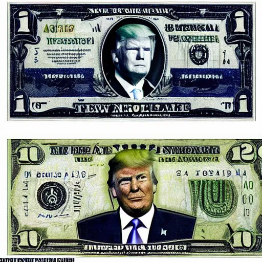 Image similar to donald trump, as a pharaoh on the new dollar bill