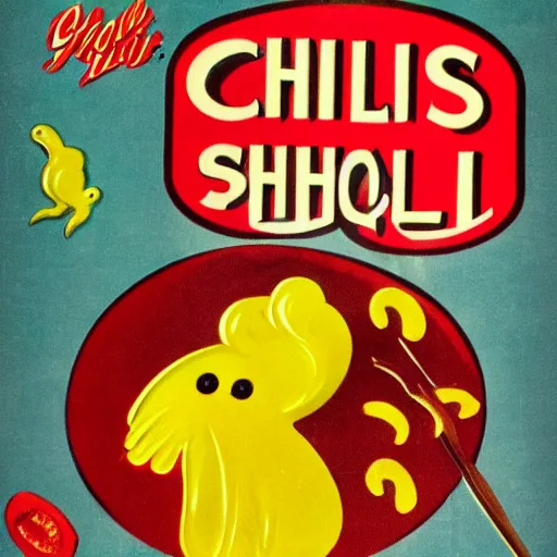 Prompt: vintage advertisement for Peeps Chili