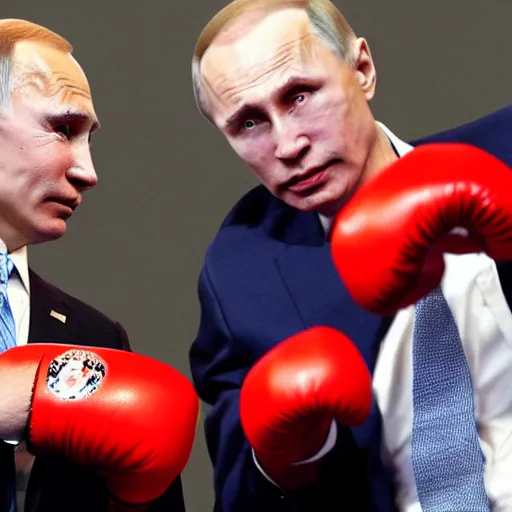 Image similar to biden boxing vladimir putin, newspaper photograph