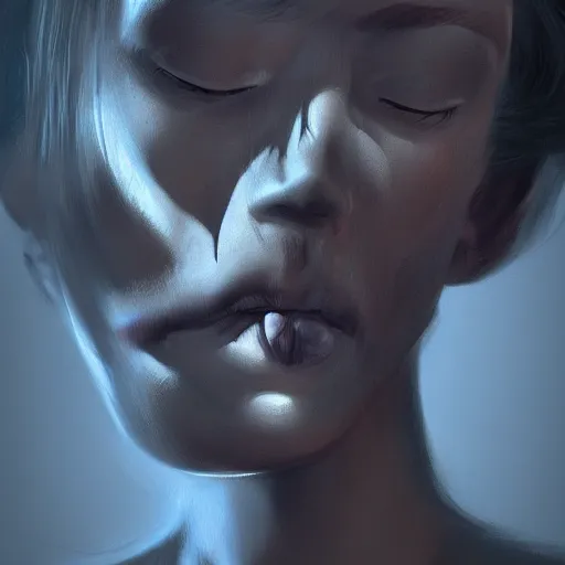 Image similar to shameless woman whis impudent facial expression, shadow of the cross, dark and mysterious, atmospheric, trending on artstation, highly detailed, digital painting, volumetric light, concept art, middle focus, illustration
