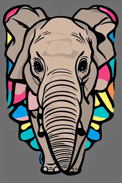 Image similar to A portrait of a baby elephant, sticker, colorful, illustration, smooth and clean vector curves, no jagged lines, vector art, smooth