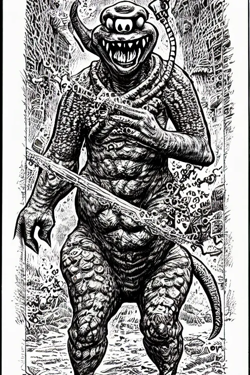 Prompt: slimer as a d & d monster, full body, pen - and - ink illustration, etching, by russ nicholson, david a trampier, larry elmore, 1 9 8 1, hq scan, intricate details, inside stylized border