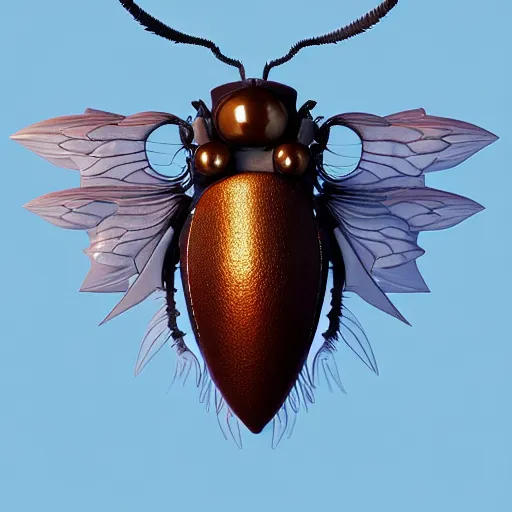 Image similar to slightly resembles a fly. It has a sharp toothed mouth, fluff covered skin and light wings:: by beeple and James Gilleard and Justin Gerard :: ornate, dynamic, particulate, intricate, elegant, highly detailed, centered, artstation, smooth, sharp focus, octane render, 3d