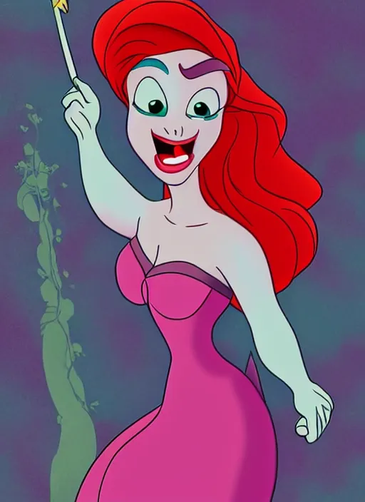 Prompt: Disney Princess Ariel as a zombie, disney cartoon, high detail