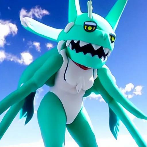 Image similar to toei productions kaiju miku hatsune as a giant monster. mikuzilla