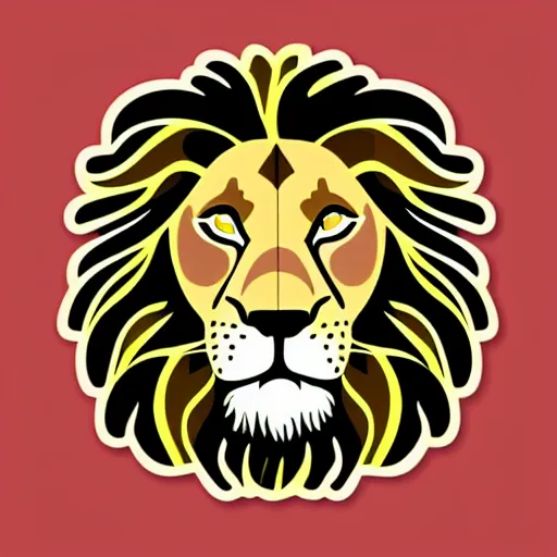 Prompt: lion subject, sticker, highly detailed, colorful, illustration, smooth and clean vector curves, no jagged lines, vector art, logo