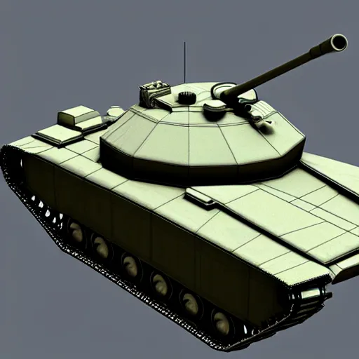 Image similar to a 3d model of a tank in the center, unreal engine