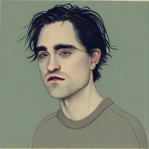 Prompt: “ robert pattison portrait by ikenaga yasunari and ayana otake and ko rakusui, drawing, realistic, sharp focus, japanese, dreamy, nostalgia, faded, golden hues, floral clothes ”