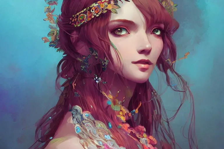 Image similar to a beautiful bohemian girl, intricate, highly detailed, digital painting, pixiv, artstation, official media, anime key visual, rich vivid colors, ambient lighting, sharp focus, illustration, art by wlop