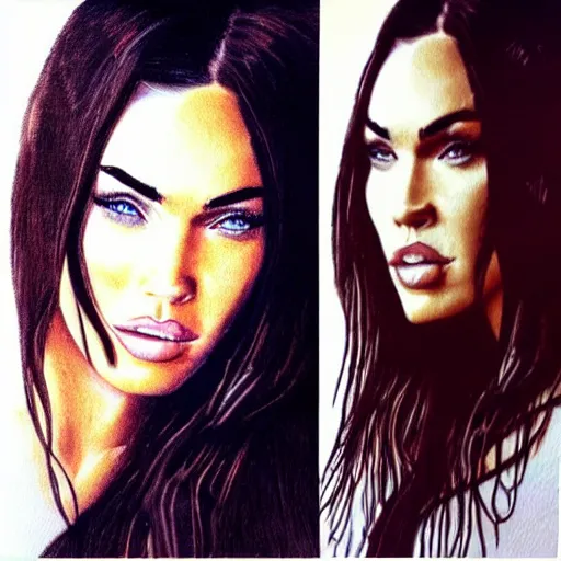 Image similar to “Megan Fox marker paintings, ultra detailed portrait, 4k resolution”