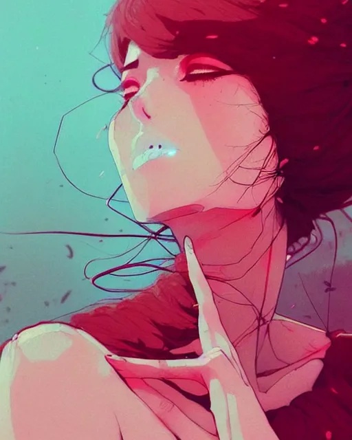 Image similar to close up, captivating, memorable, a ultradetailed beautiful photo of a unique woman wearing a cotton dress standing too too too close, staring at you by conrad roset, greg rutkowski and makoto shinkai trending on artstation