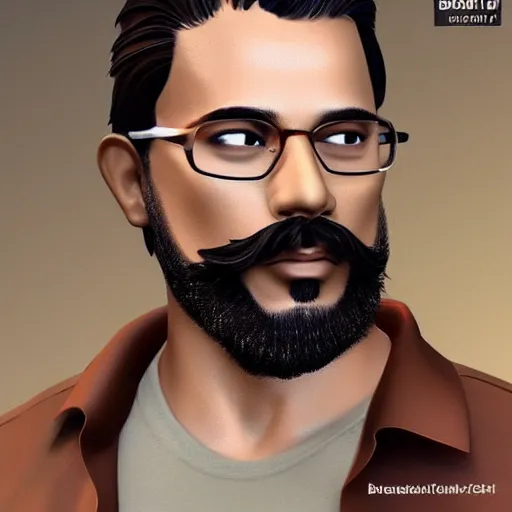 Image similar to the best brown male with beard and mustache profile picture of 2 0 2 5, 4 k, beautiful gorgeous digital art, trending on artstation