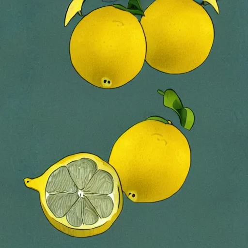 Prompt: An illustration of lemons with arms and legs dancing.