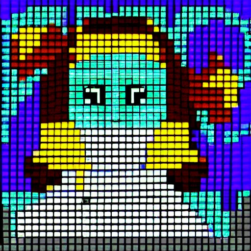 pixel art waifu, grid, pixelated, Stable Diffusion