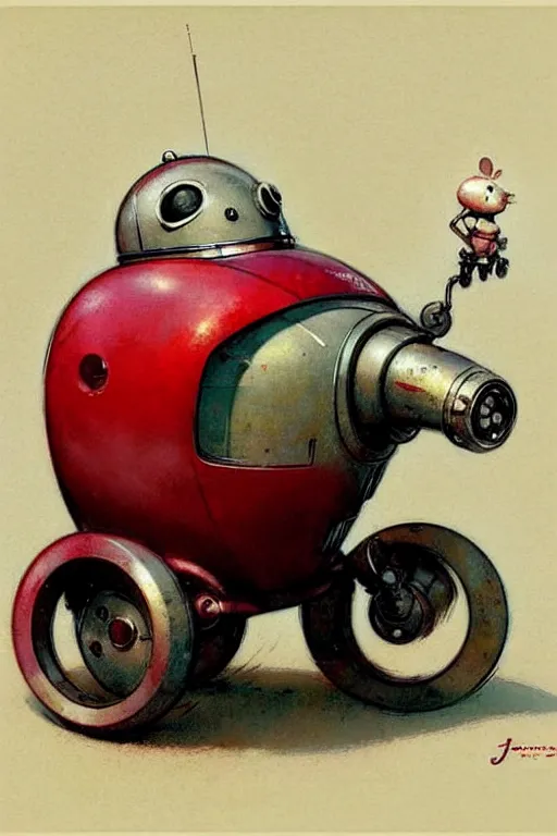 Image similar to ( ( ( ( ( 1 9 5 0 s retro future android robot fat robot mouse wagon. muted colors., ) ) ) ) ) by jean - baptiste monge,!!!!!!!!!!!!!!!!!!!!!!!!! red