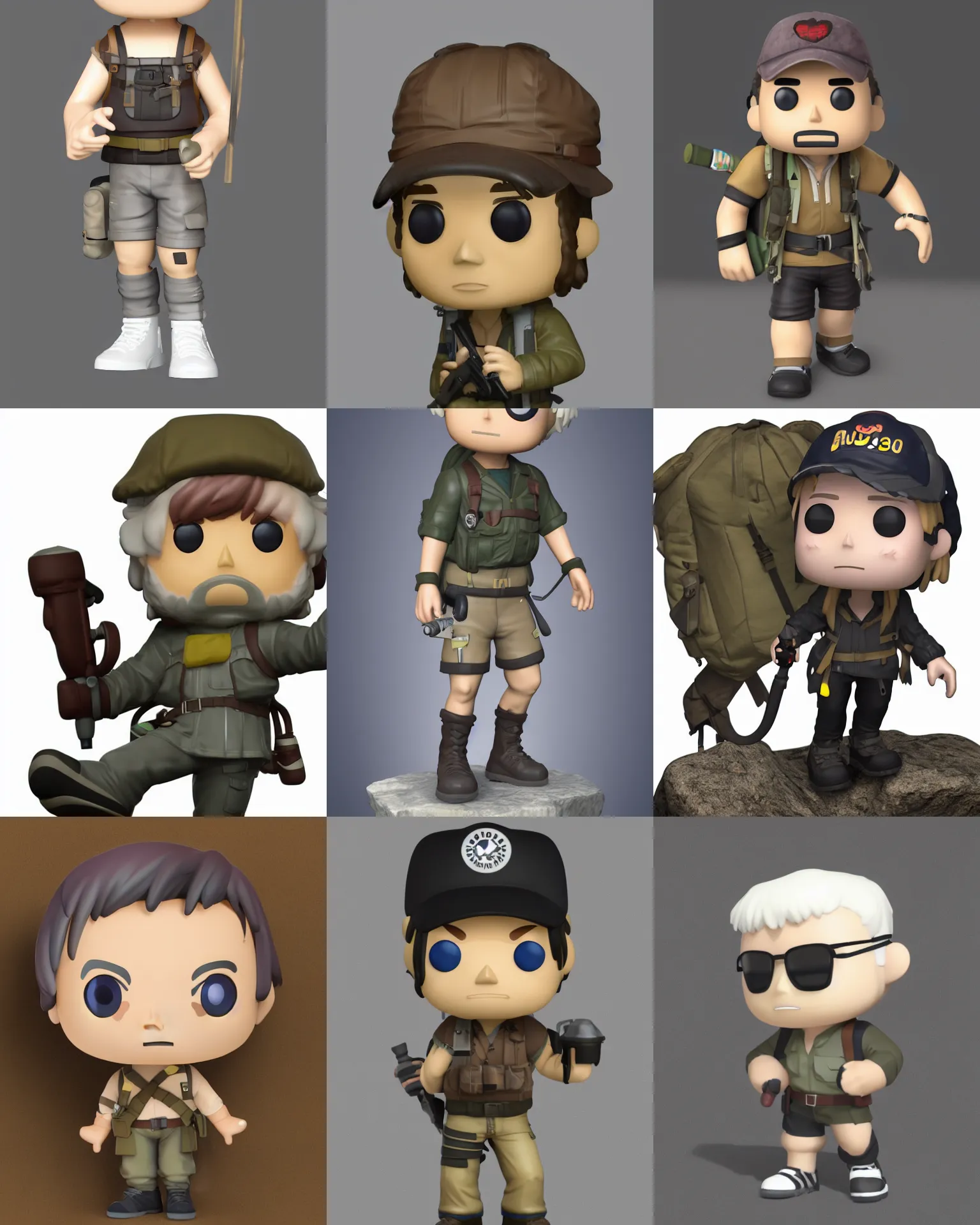 Prompt: full body 3d render of a German Hiker with anime eyes as a funko pop, Chibi, studio lighting, white background, blender, trending on artstation, 8k, highly detailed