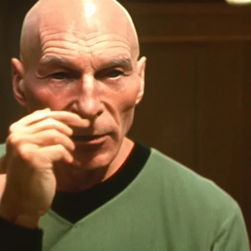 Image similar to captain picard smoking a joint