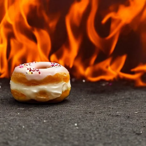 Image similar to a donut on fire