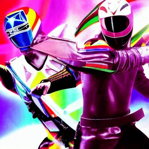 Image similar to keanu reeves as the rainbow power ranger, digital photography, high detail