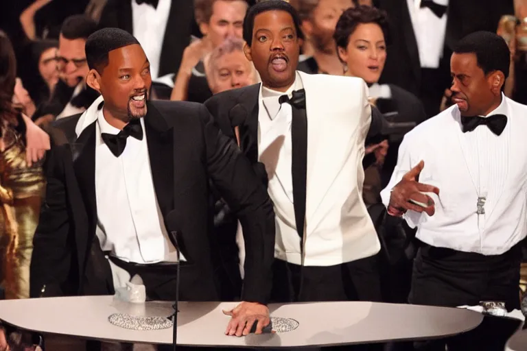 Image similar to will smith slapping chris rock at oscars ultra detailed 4k