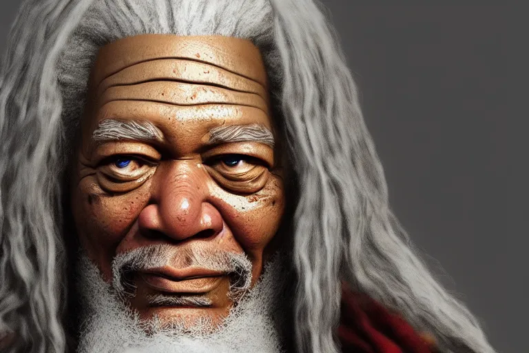 Image similar to morgan freeman starring as gandalf in lord of the rings, still from a pixar movie, high quality 3 d render, movie, pixar, renderman, 4 k, artstation