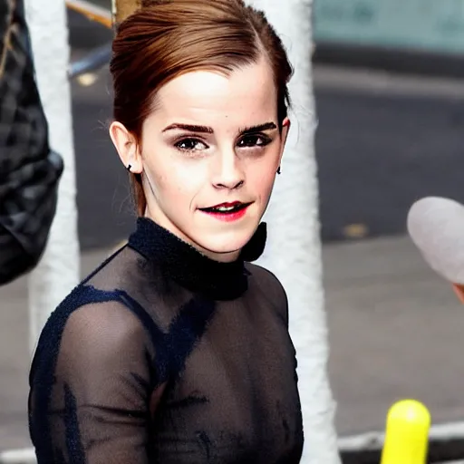 Image similar to emma watson stuck to the ground with giant spider webs