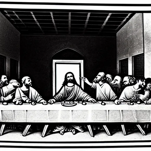 Prompt: one line art of the last supper