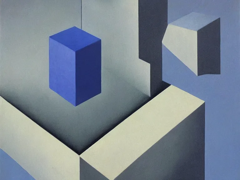 Prompt: tesseract painting by rene magritte, high detail, high resolution