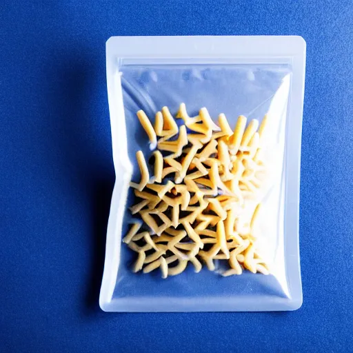 Image similar to a ziplock bag filled with individual teeth / tooths