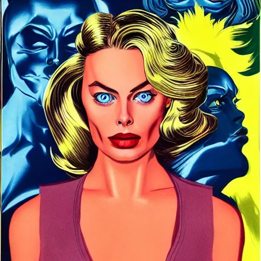 Image similar to eye shadow makeup margot robbie by artgem by brian bolland by alex ross by artgem by brian bolland by alex rossby artgem by brian bolland by alex ross by artgem by brian bolland by alex ross