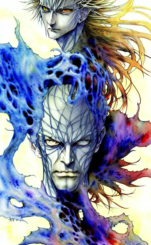 Image similar to sandman dream drawn by yoshitaka amano, watercolor painting, artstation,, deviantart,