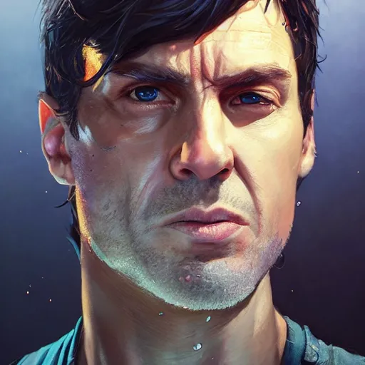 Image similar to highly detailed portrait sylvester stalone is rambo in gta v, stephen bliss, unreal engine, fantasy art by greg rutkowski, loish, rhads, ferdinand knab, makoto shinkai and lois van baarle, ilya kuvshinov, rossdraws, tom bagshaw, global illumination, radiant light, detailed and intricate environment