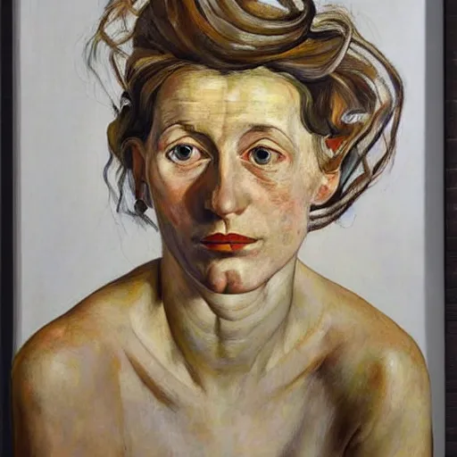 Image similar to of a beautiful women painted by lucien freud