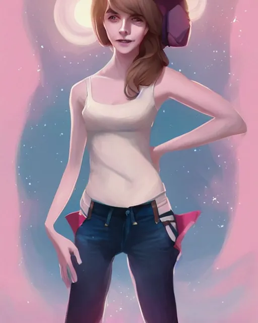 Image similar to beautiful full body Emma Watson smiling illustration by lois van baarle and loish and ross tran and rossdraws and sam yang and samdoesarts and artgerm