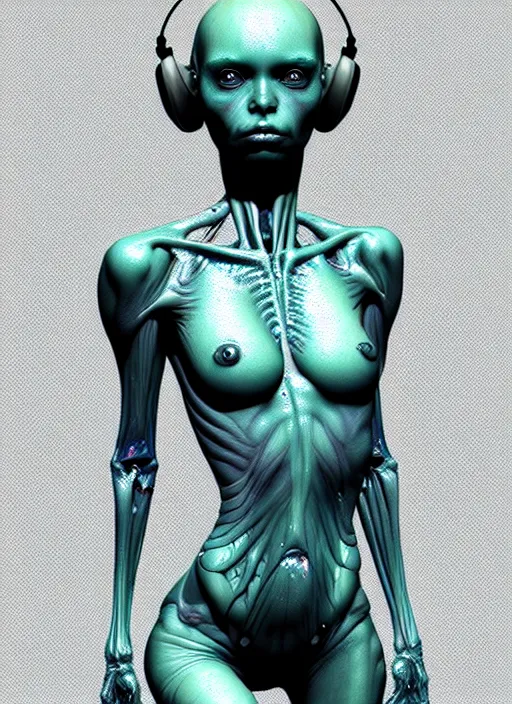 Image similar to a wet alien girl, perfect anatomical body, voluminous, high quality render, photorealistic digital painting, 3 d sculpture