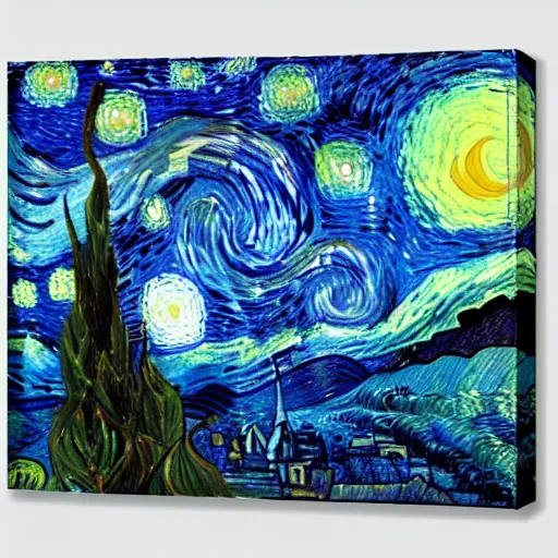 Prompt: pyramids in the middle of the ocean with planet people van gogh