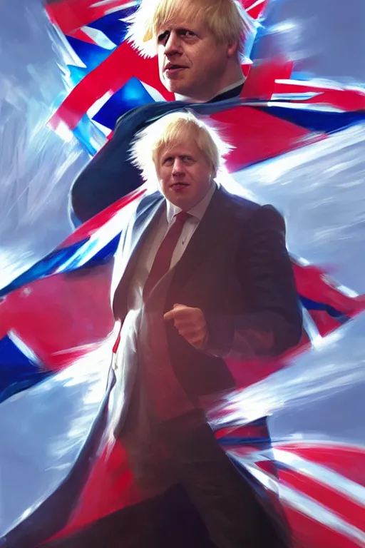 Prompt: Boris Johnson as a superhero with Union Jack flag, portrait, highly detailed, digital painting, artstation, concept art, smooth, sharp focus, soft volumetric lights, illustration, cinematic lighting, art by artgerm and greg rutkowski and alphonse mucha