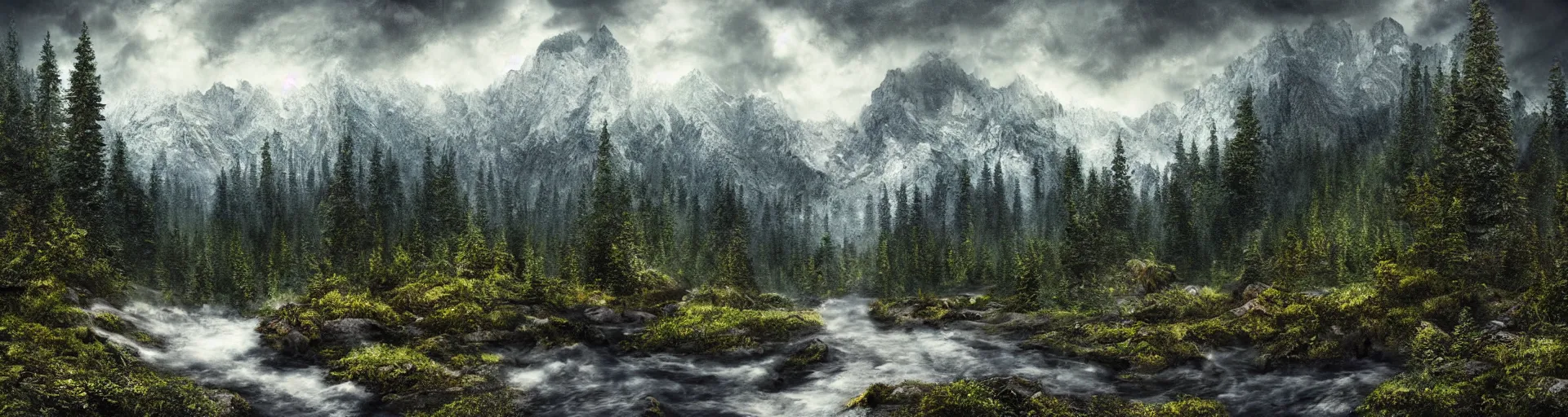 Prompt: beautiful stormy forest mountain landscape, art, high detail, high definition, photorealistic, hdr,