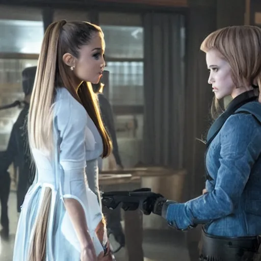 Image similar to still of ariana grande in westworld tv series